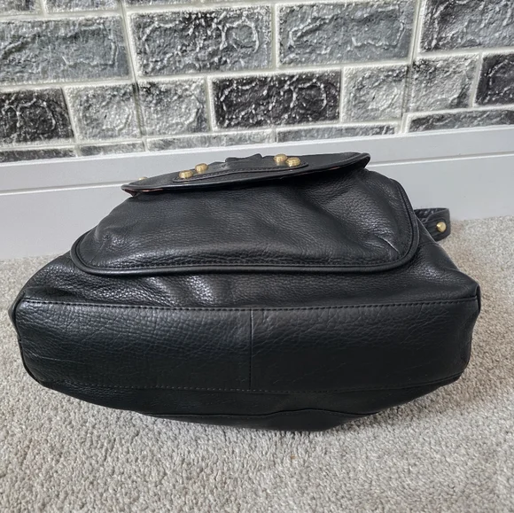 b. makowsky Women's  Black Leather Handbag with Gold Accents - Picture 12 of 13